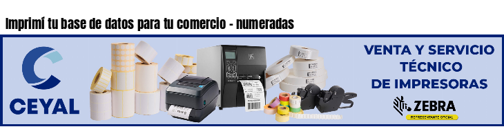 Imprimí tu base de datos para tu comercio - numeradas