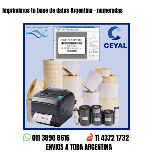 Imprimimos tu base de datos Argentina – numeradas