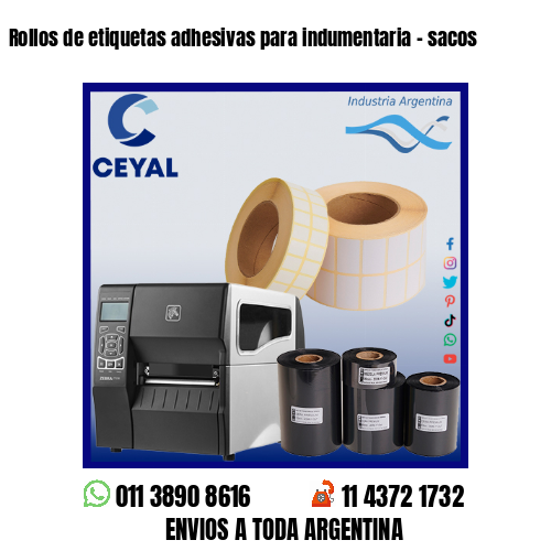 Rollos de etiquetas adhesivas para indumentaria – sacos