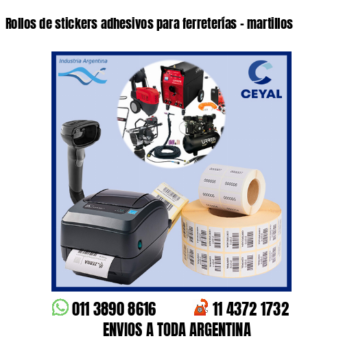 Rollos de stickers adhesivos para ferreterías – martillos