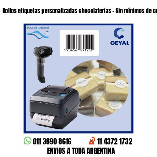 Rollos etiquetas personalizadas chocolaterías – Sin mínimos de compra!