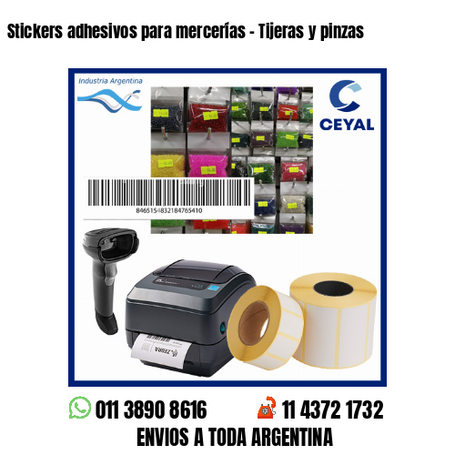 Stickers adhesivos para mercerías – Tijeras y pinzas