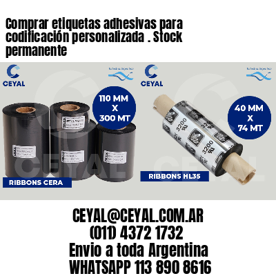 Comprar etiquetas adhesivas para codificación personalizada . Stock permanente