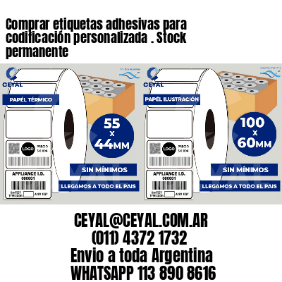 Comprar etiquetas adhesivas para codificación personalizada . Stock permanente