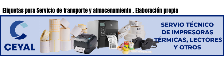 Etiquetas para Servicio de transporte y almacenamiento . Elaboración propia
