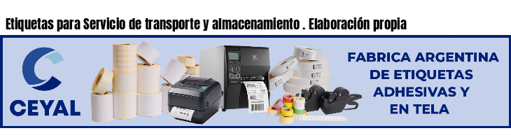 Etiquetas para Servicio de transporte y almacenamiento . Elaboración propia
