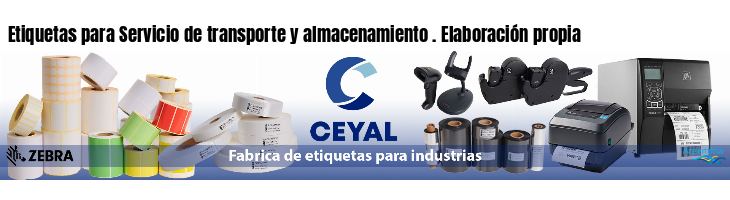 Etiquetas para Servicio de transporte y almacenamiento . Elaboración propia