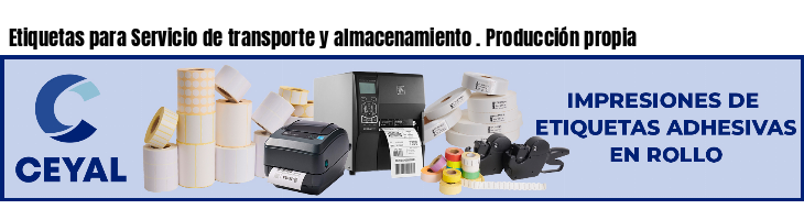 Etiquetas para Servicio de transporte y almacenamiento . Producción propia