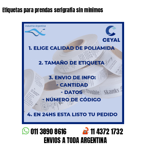 Etiquetas para prendas serigrafía sin minimos